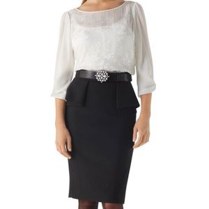 White House Black market 3/4 Bow sleeve burnout, blouse.